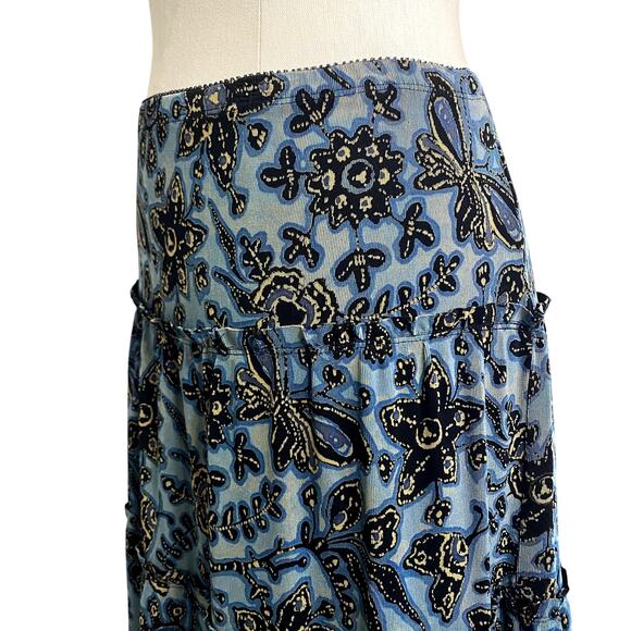 Vintage 90's Mark Singer Blue & Gold Slinky Lace Skirt Grunge Boho Burnout - Picture 9 of 16